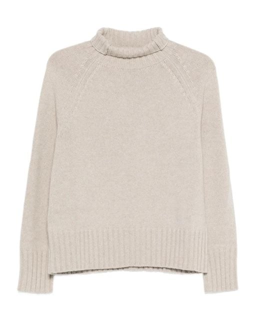 Max Mara Brown Max Mara Raglan-Sleeve Sweater With Funnel Neck