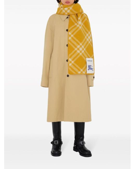 Burberry Yellow Reversible Checked Wool Scarf