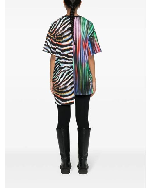 Just Cavalli White Contrasting-Striped T-Shirt