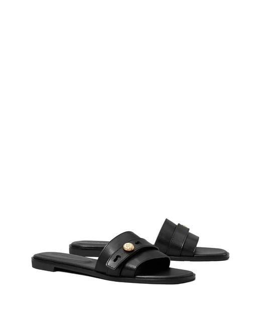 Tory Burch White Romy Button Slide Slide