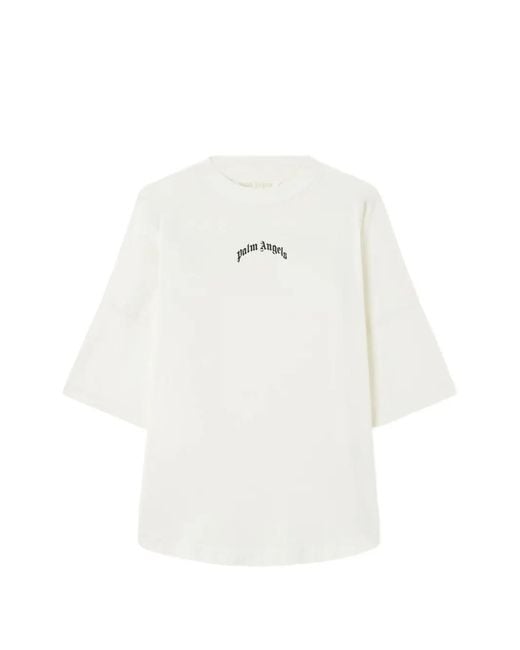 Palm Angels White Curved Logo Over Tee