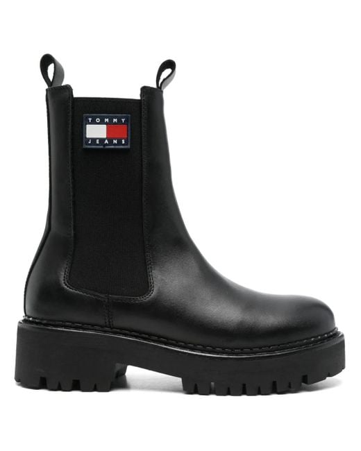 Tommy Hilfiger Black 45Mm Rubberised-Logo Chelsea Boots