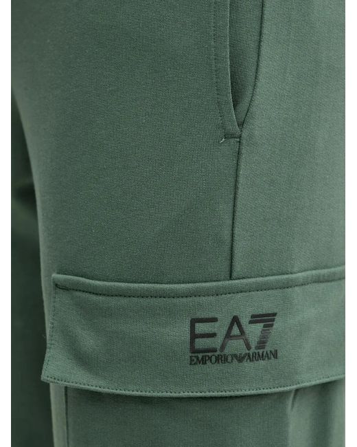 EA7 Green Logo-Print Cargo Pants for men