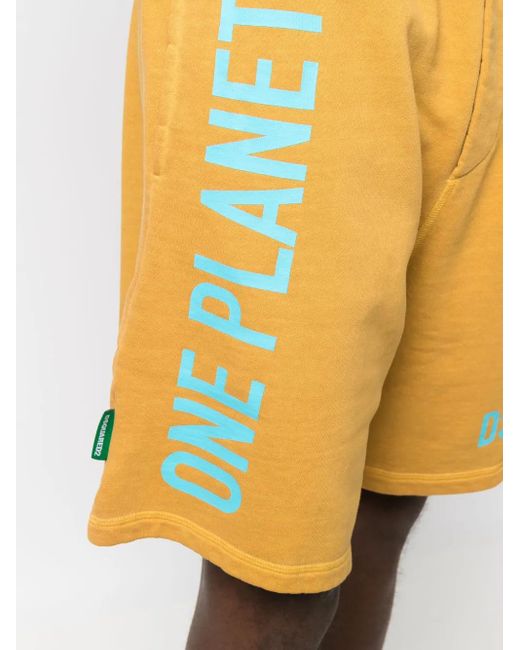 DSquared² Yellow Short De Sport À Logo Imprimé for men