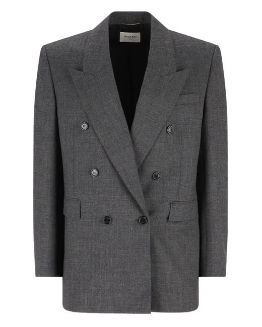 Saint Laurent Wollen Blazer Met Dubbele Rij Knopen in het Black voor heren