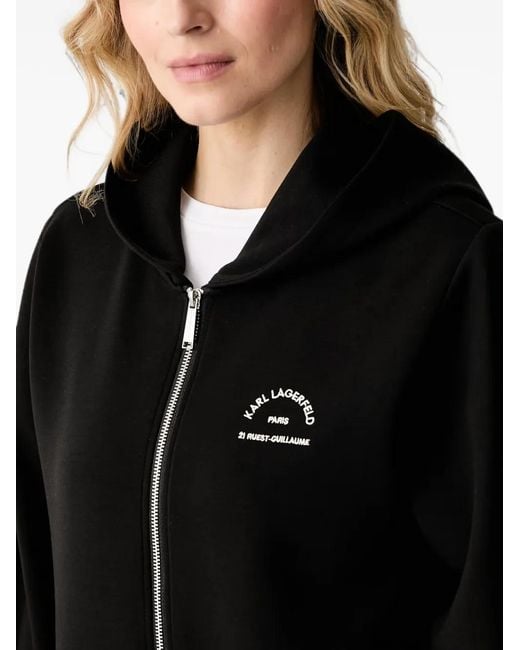Karl Lagerfeld Black Rue St-Guillaume Zip-Up Hoodie
