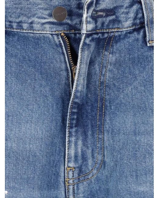 Carhartt Blue Single Knee Paint-Splatter Faded-Effect Jeans for men