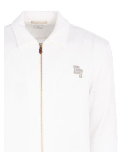 Eleventy White Zip-Up Collared Shirt Jacket for men