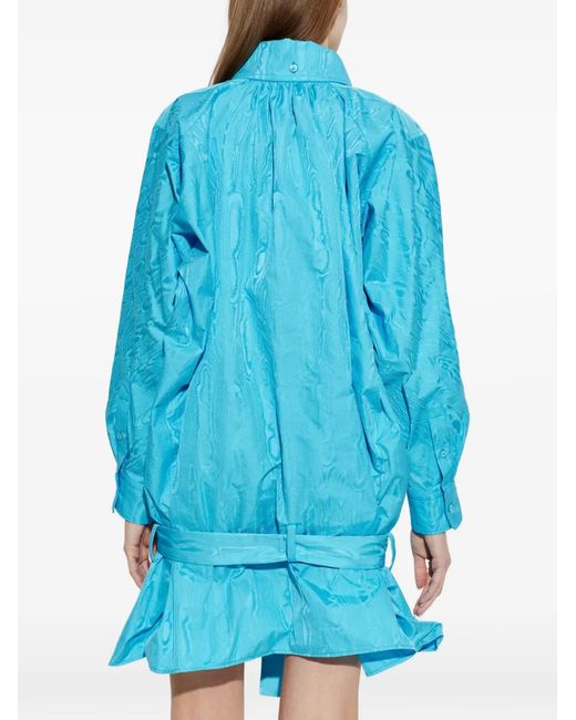 KENZO Blue Robe Volantée À Détail Noué