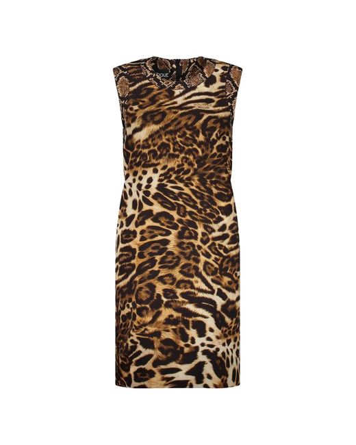Boutique Moschino Natural Animal-Print Sleeveless Mini Dress