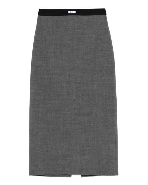 Jupe Crayon À Taille Ceinturée MSGM en coloris Gray
