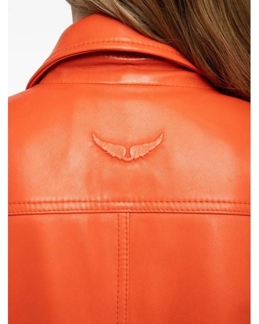 Zadig & Voltaire Orange Liam Leather Jacket