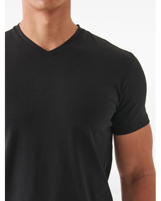 Patrick Assaraf Black V-Neck T-Shirt for men