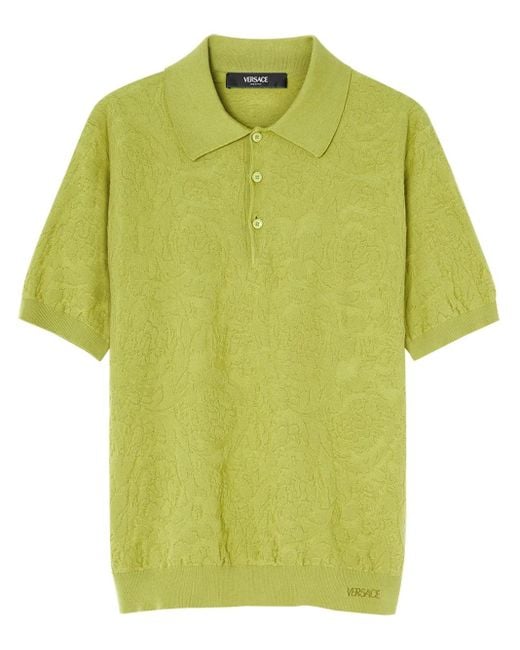 Versace Gestricktes Barocco Poloshirt in Green für Herren