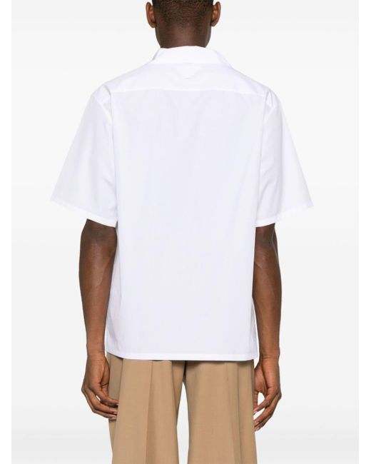 Prada White Floral-print Cotton-poplin Shirt for men