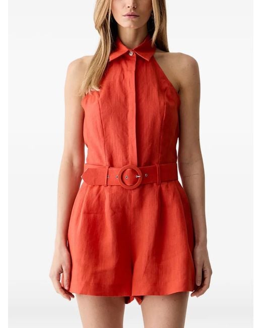 ViCOLO Red Belted Halterneck Playsuit