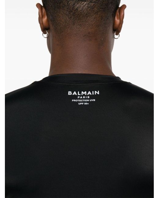 T-shirt à logo imprimé Balmain pour homme en coloris Black