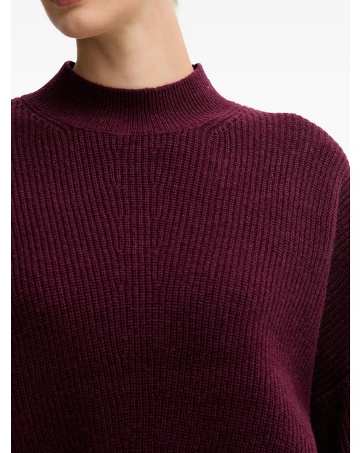 Ouí Purple Ribbed Funnel-Neck Sweater