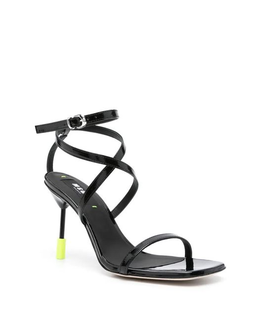 MSGM Black 95Mm Leather Sandals