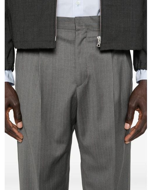 sunflower Gray Pinstripe Pleated Trousers for men