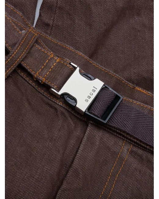 Sacai Brown Buckle Cargo Denim Pants for men