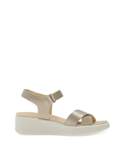Ecco White Flowt Metallic Crossover-Strap Sandals