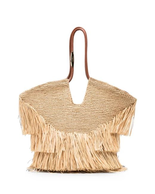 Zimmermann Natural Medium Goldentime Fringe Tote Bag