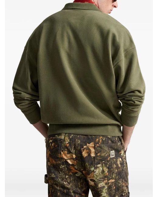 Polo Ralph Lauren Green Relaxed Fit Logo Collared Sweatshirt for men