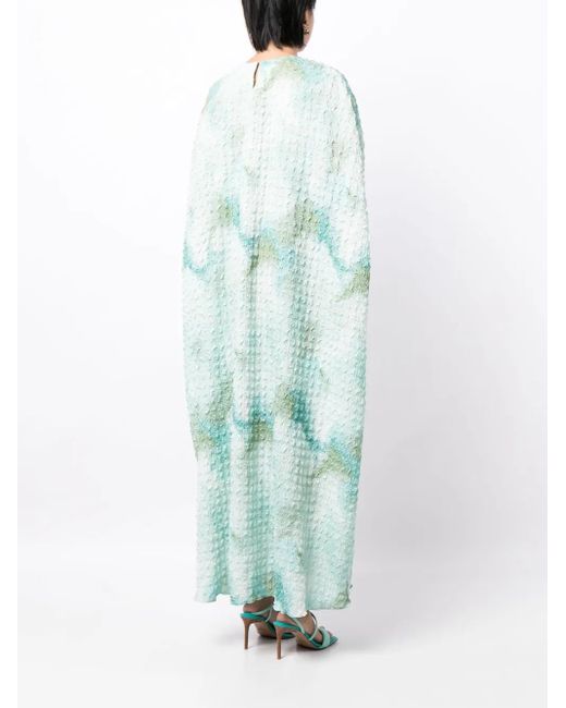 Vestido tipo caftán en jacquard Bambah de color Blue