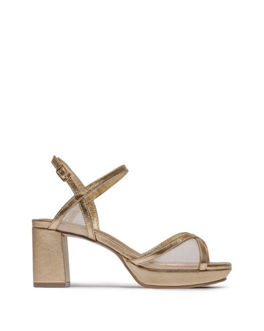 Bernardo Metallic Celeste Mesh-Panel Sandals
