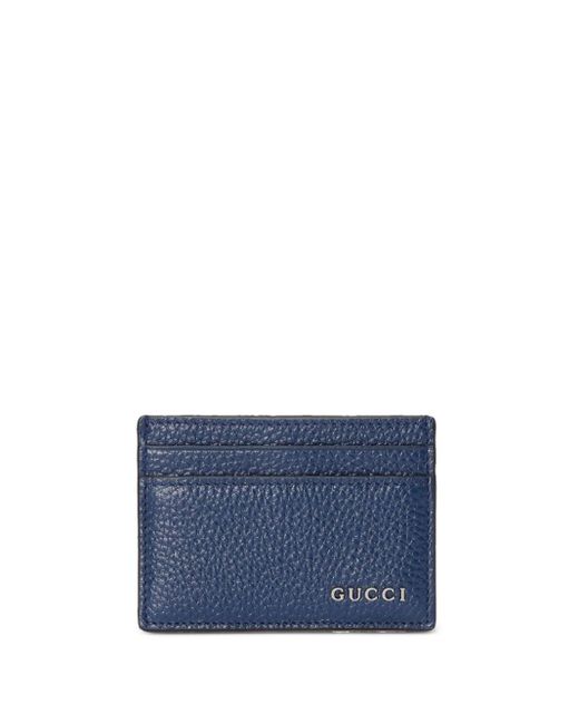Porte-cartes en cuir à plaque logo Gucci pour homme en coloris Blue