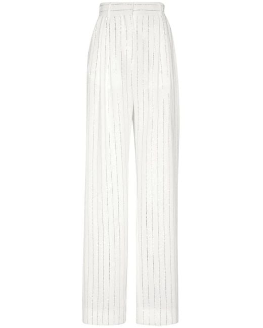 Philipp Plein White Striped Tailored Trousers