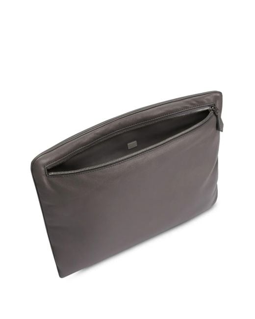 Dolce & Gabbana Pouch Bag Aus Kalbsnappaleder in Gray für Herren