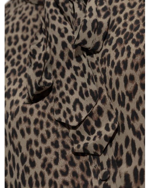 Zadig & Voltaire Brown Leopard-print tie-neck blouse