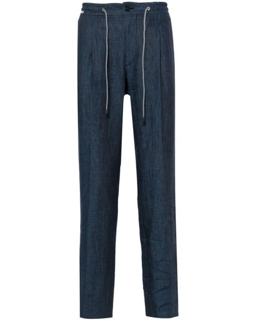 Pantalon en lin à taille élastiquée Corneliani pour homme en coloris Blue