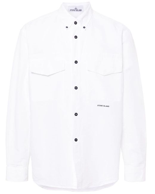 Stone Island Hemd mit gummiertem Logo in White für Herren