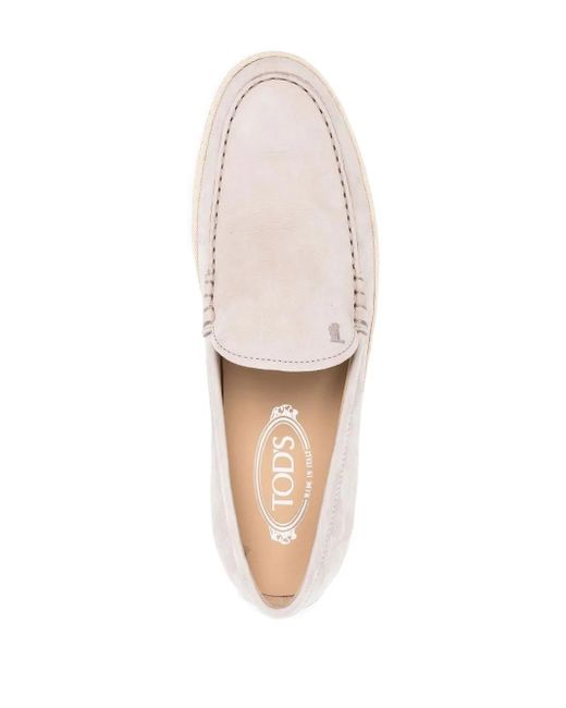 Tod's Natural Suede Embroidered Slip-On Loafers for men