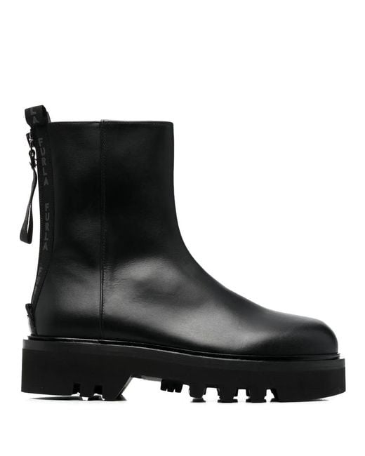 Furla Black Rita Leather Ankle Boots