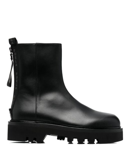 Furla Black Rita Leather Ankle Boots