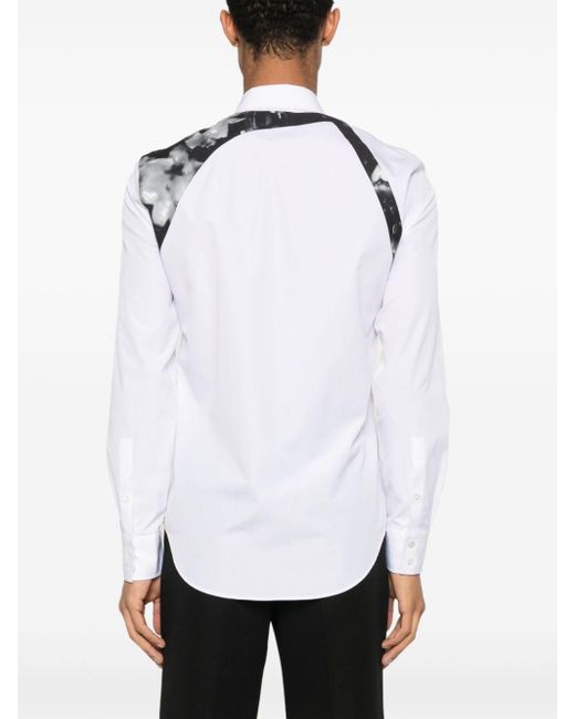 Camicia con stampa Harness Wax Flower di Alexander McQueen in White da Uomo