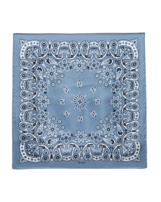 Maje Blue Bandana-Print Scarf