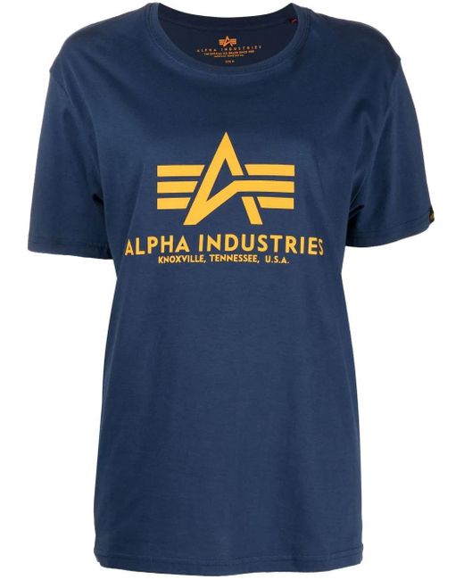 Alpha Industries Blue Logo-Print Detail T-Shirt