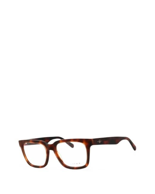 Gant Brown Tortoiseshell-Effect Rectangle-Frame Glasses for men