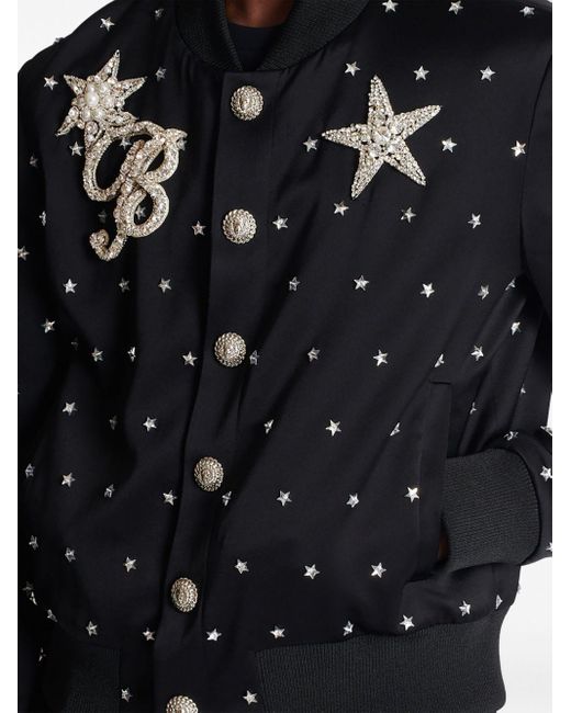 Balmain Black Stars-embroidered Bomber Jacket for men