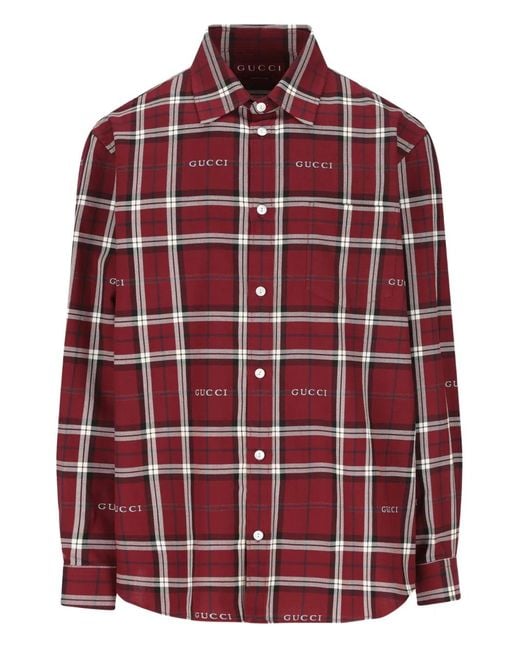 Gucci Red Patterned Shirt for men