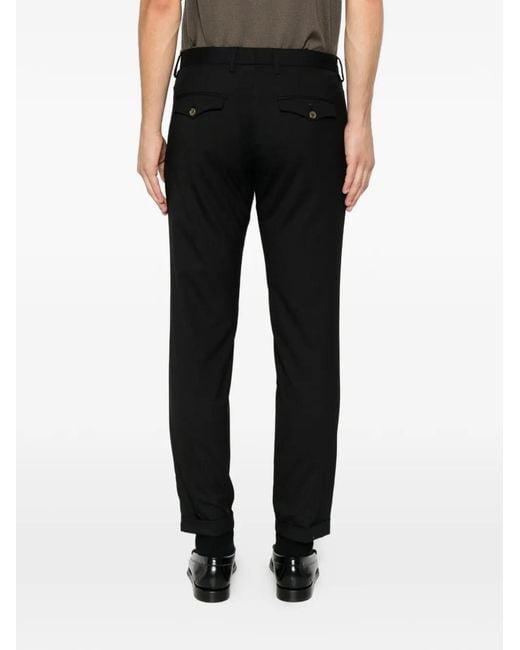 Myths Black Pleated Turn-Up Trousers for men