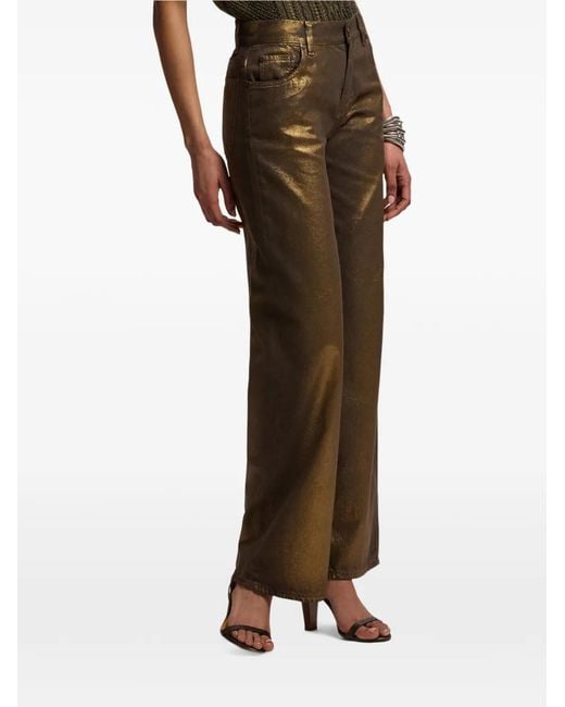Ralph Lauren Natural Metallic-Finish Wide-Leg Jeans