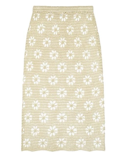 Calle Del Mar Natural Floral Crochet Maxi Skirt