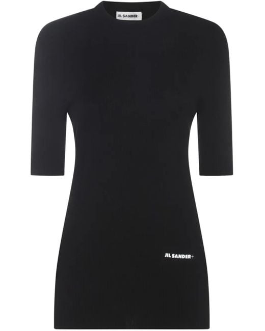 Jil Sander Black Logo-Print Mini Dress