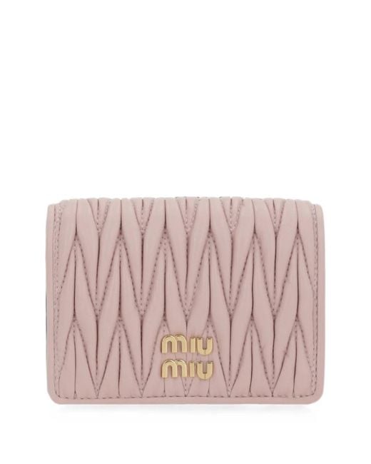 Miu Miu Pink Small Matelassé Nappa Leather Wallet